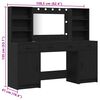 vidaXL Schminktischset mit LED mit Regal 3 pcs Schwarz Eichen-Optik