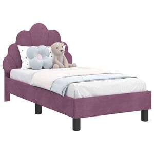 vidaXL Kinderbettgestell mit Kopfteil Lila 70 x 140 cm Samt