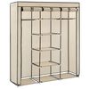 vidaXL Kleiderschrank mit Fächern und Stangen Creme 150x45x175cm Stoff