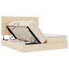 vidaXL Bett mit LED-Lichtleisten mit Kopfteil Creme 180 x 200 cm Stoff