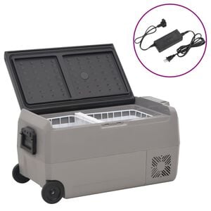 vidaXL K&uuml;hlbox mit Rollen und Adapter Schwarz & Grau 36 L PP & PE