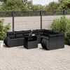 vidaXL 10-tlg. Garten-Sofagarnitur mit Kissen Schwarz Poly Rattan