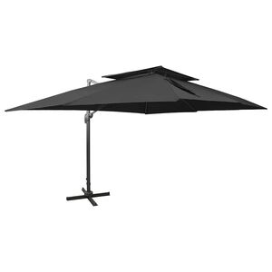 vidaXL Ampelschirm mit Doppeldach Schwarz 400 x 300 cm