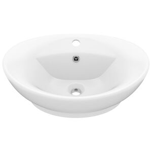 vidaXL Luxus-Waschbecken &Uuml;berlauf Oval Matt-Wei&szlig; 58,5x39 cm Keramik