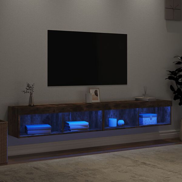 vidaXL TV-Schr&auml;nke mit LED-Leuchten 2 Stk. R&auml;uchereiche 100x30x30 cm