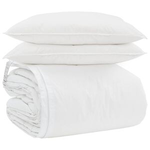vidaXL Bettdecken Set mit Kissen 3 pcs Wei&szlig; Daunenfeder