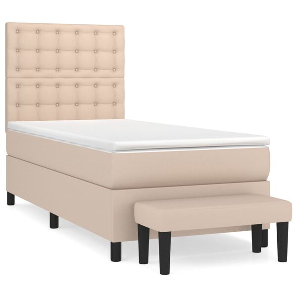 vidaXL Boxspringbett Matratze Cappuccino-Braun 100x200cm Kunstleder