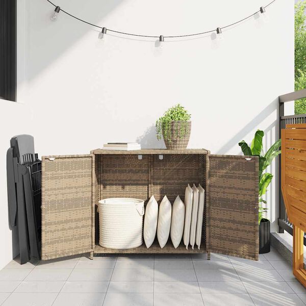 vidaXL Gartenschrank Beige 83x45x76 cm Poly Rattan