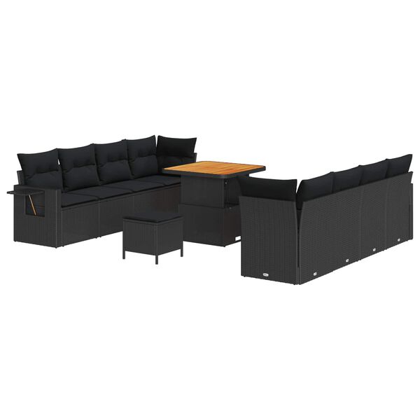 vidaXL Gartensofa-set mit Kissen 11 pcs Schwarz Poly-Rattan