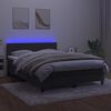 vidaXL Boxspringbett mit Matratze & LED Dunkelgrau 140x200 cm Samt