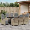 vidaXL Garten Essgruppe mit Kissen 9 pcs Beige Poly-Rattan