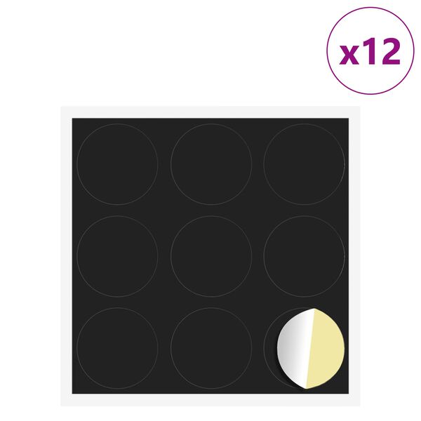 vidaXL Selbstklebende Schraubenabdeckung 12 pcs Schwarz &Oslash; 20 x 0,5 mm
