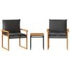 vidaXL 3-tlg. Bistro-Set mit Kissen Schwarz Poly Rattan Akazienholz
