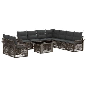 vidaXL Gartensofa-set 10 stk. Grau und Dunkelgrau Poly-Rattan