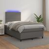 vidaXL Boxspringbett mit Matratze & LED Grau 120x190 cm Kunstleder