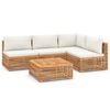 vidaXL 5-tlg. Garten-Lounge-Set mit Kissen Creme Massivholz Teak