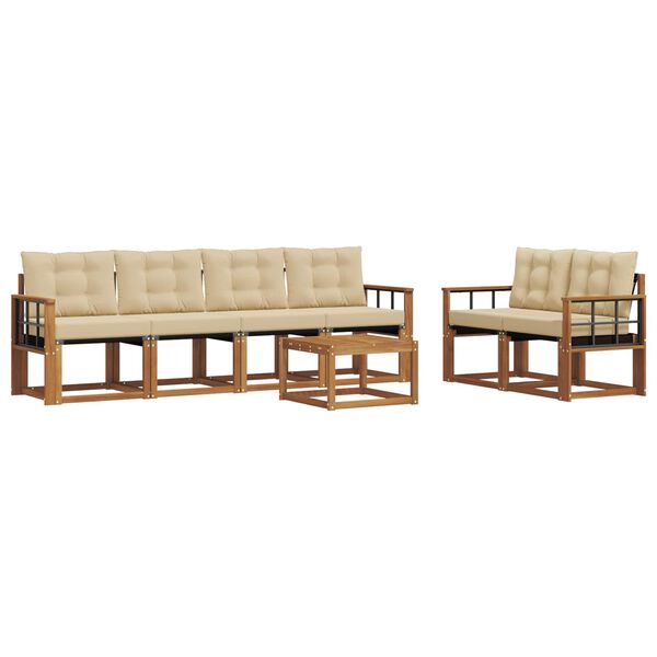 vidaXL Outdoor-Sofagarnitur mit Kissen 7 pcs Natur und Beige