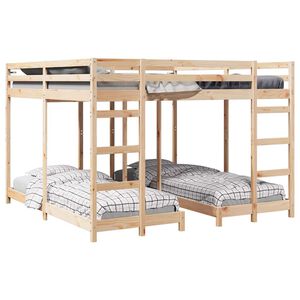 vidaXL Dreifach Etagenbettrahmen Natur 80 / 200 x 200 cm