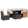 vidaXL 6-tlg. Garten-Sofagarnitur mit Kissen Schwarz Poly Rattan