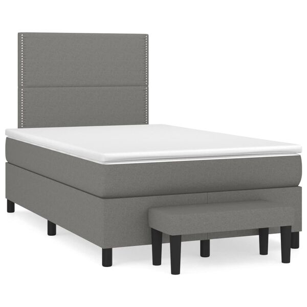 vidaXL Boxspringbett mit Matratze Dunkelgrau 120x200 cm Stoff