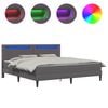 vidaXL Bettrahmen mit LED-Lichtleisten Grau 200 x 200 cm Kunstleder