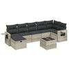 vidaXL 8-tlg. Garten-Sofagarnitur mit Kissen Hellgrau Poly Rattan