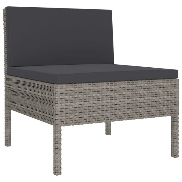 vidaXL 3-tlg. Garten-Lounge-Set mit Auflagen Poly Rattan Grau