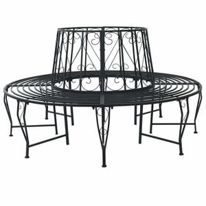 vidaXL Baumbank &Oslash; 160 x 89 cm Stahl Schwarz Rund