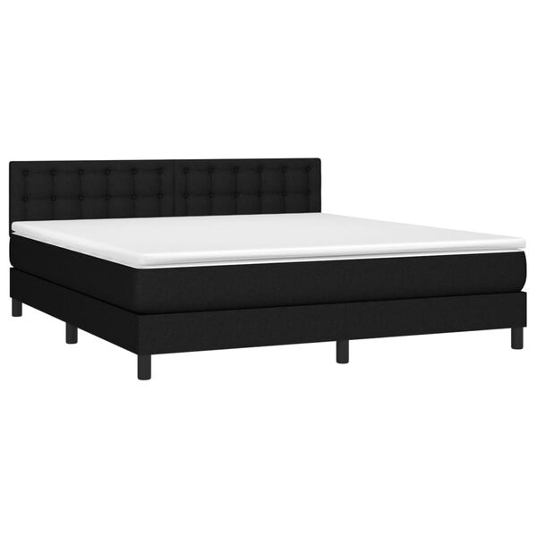vidaXL Boxspringbett mit Matratze & LED Schwarz 160x200 cm Stoff