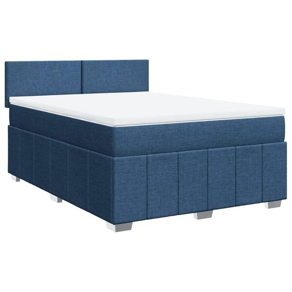 vidaXL Boxspringbett mit Matratze Blau 140x200 cm Stoff