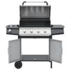 vidaXL Gasgrill 4+1 Flammen Schwarz und Silbern Stahl & Edelstahl