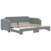 vidaXL Tagesbett Ausziehbar Hellgrau 90x190 cm Stoff