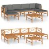 vidaXL 7-tlg. Garten-Lounge-Set mit Grauen Kissen Massivholz Teak