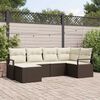 vidaXL Garten-Sofa-Set mit Kissen mit Speicher 6 pcs Braun und Creme