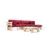 vidaXL 4-tlg. Paletten-Lounge-Set mit Kissen in Rot Holz