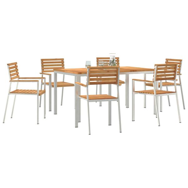 vidaXL Garten-Ess-Set 7 pcs Braun Massives Teakholz