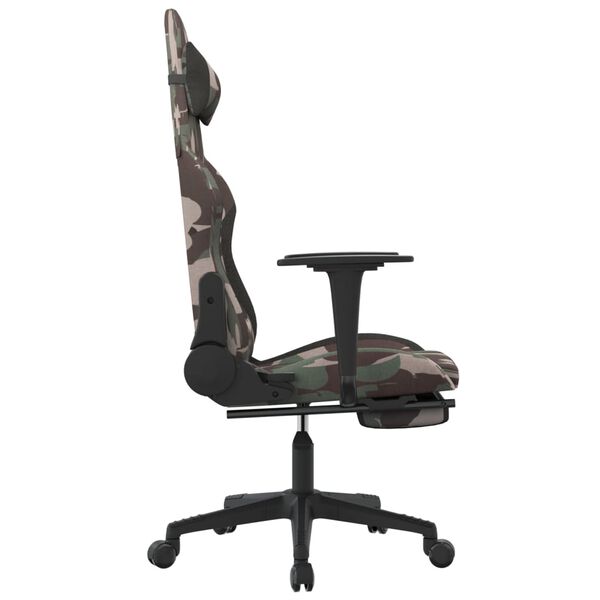 vidaXL Gaming-Stuhl mit Massage & Fu&szlig;st&uuml;tze Schwarz Camouflage Stoff