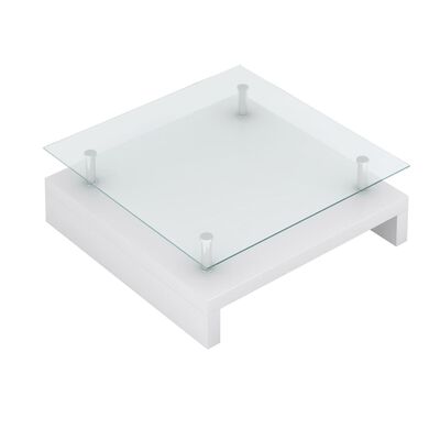 vidaXL Salontisch mit Glasplatte Weiß