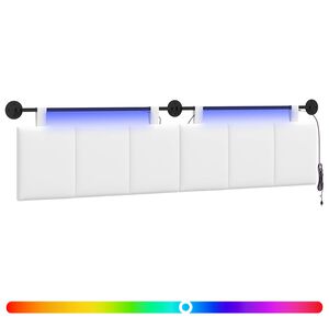 vidaXL H&auml;ngendes Kopfteil Mit LED Licht Wei&szlig; Stoff