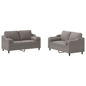 vidaXL 2-tlg. Sofagarnitur mit Kissen Taupe Stoff