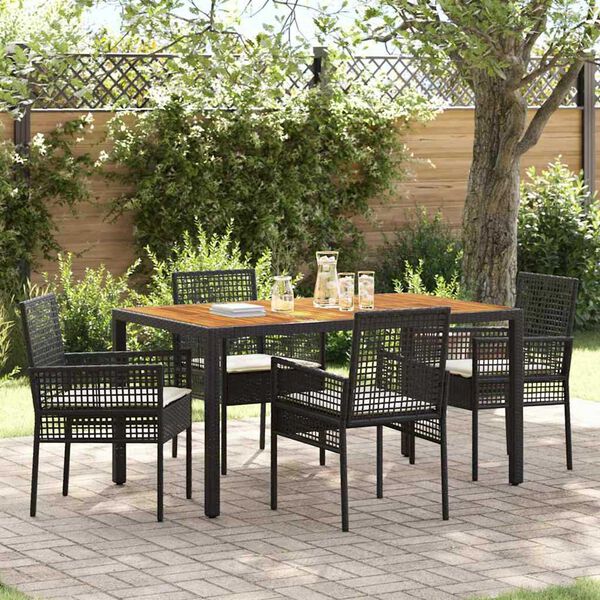 vidaXL Garten Essgruppe 5 pcs Schwarz Poly-Rattan