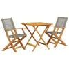 vidaXL 3-tlg. Bistro-Set Grau Poly Rattan und Massivholz
