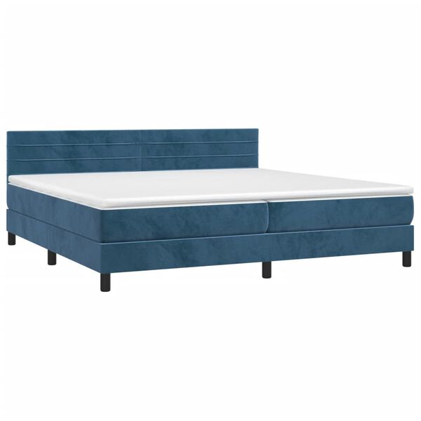 vidaXL Boxspringbett mit Matratze Dunkelblau 200x200 cm Samt