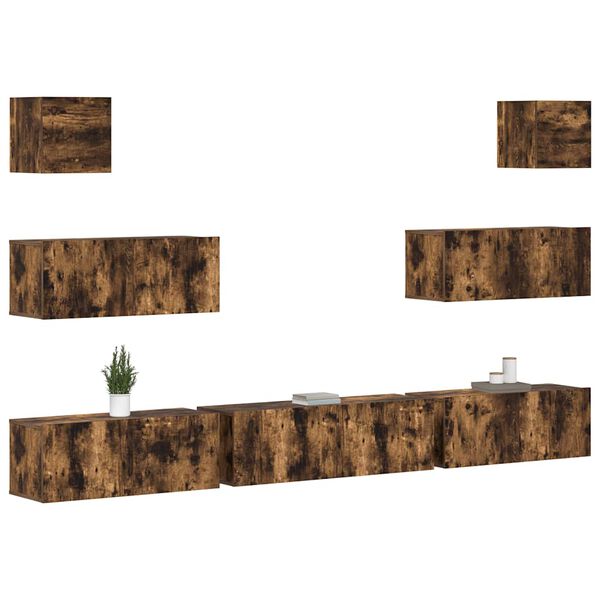 vidaXL 7-tlg. TV-Schrank-Set R&auml;uchereiche Holzwerkstoff