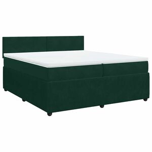 vidaXL Boxspringbett mit Matratze Dunkelgr&uuml;n 200x200 cm Samt