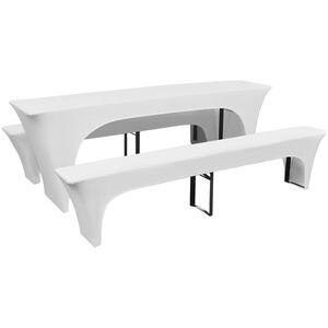 vidaXL 3-tlg. Hussen-Set f&uuml;r Biertisch und B&auml;nke Wei&szlig; 220x70x80 cm