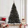 vidaXL K&uuml;nstlicher vorbeleuchteter Weihnachtsbaum Schwarz 210 cm PVC