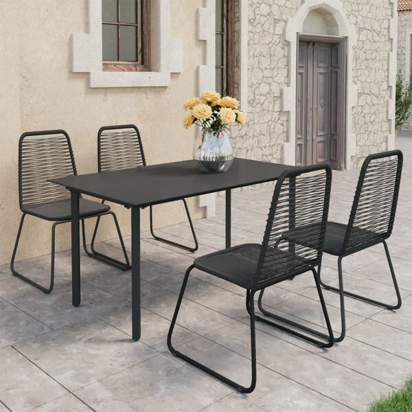 vidaXL 5-tlg. Garten-Essgruppe PVC Rattan Schwarz