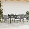 vidaXL 5-tlg. Garten-Essgruppe mit Kissen Grau Poly Rattan Glas