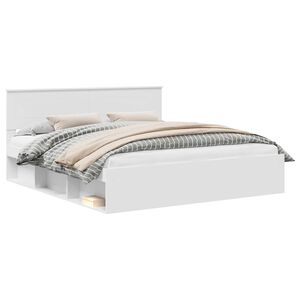 vidaXL Bettrahmen mit Kopfteil Wei&szlig; 180 x 200 cm Holzwerkstoff